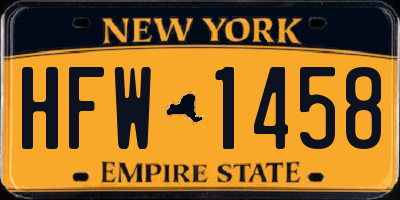 NY license plate HFW1458