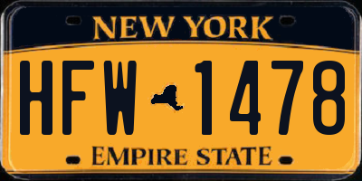 NY license plate HFW1478