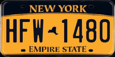 NY license plate HFW1480