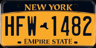 NY license plate HFW1482