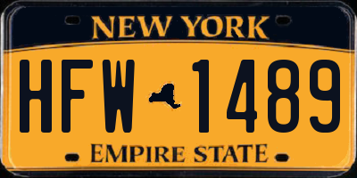 NY license plate HFW1489
