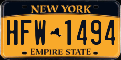 NY license plate HFW1494