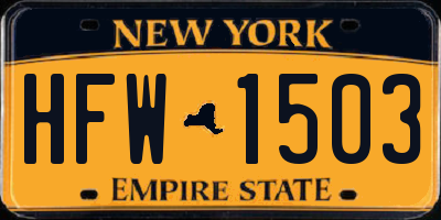 NY license plate HFW1503