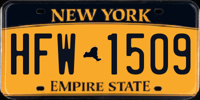 NY license plate HFW1509