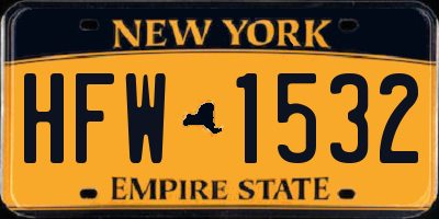 NY license plate HFW1532