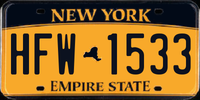 NY license plate HFW1533