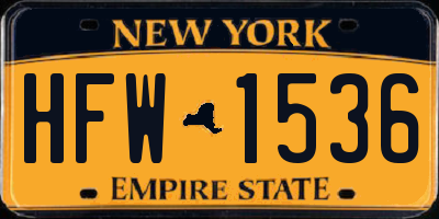 NY license plate HFW1536