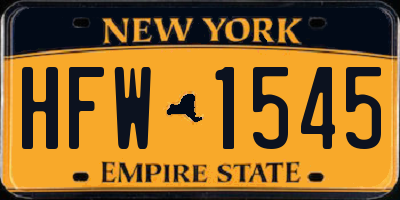 NY license plate HFW1545