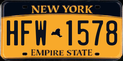 NY license plate HFW1578