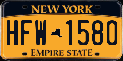 NY license plate HFW1580