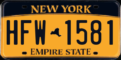 NY license plate HFW1581