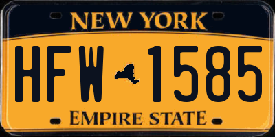 NY license plate HFW1585