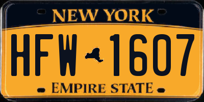 NY license plate HFW1607