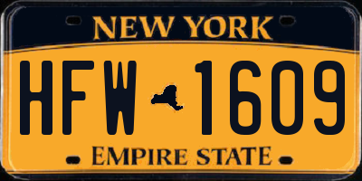 NY license plate HFW1609