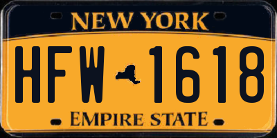 NY license plate HFW1618