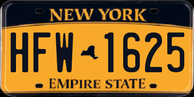 NY license plate HFW1625