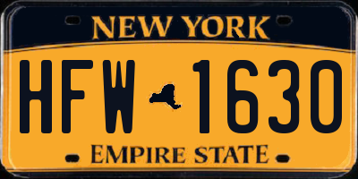 NY license plate HFW1630
