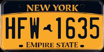 NY license plate HFW1635