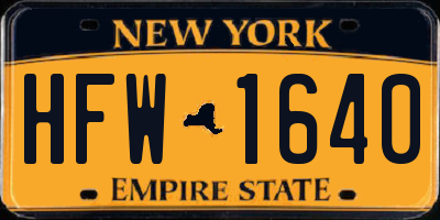 NY license plate HFW1640