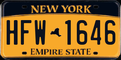 NY license plate HFW1646
