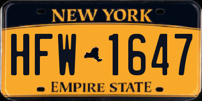 NY license plate HFW1647