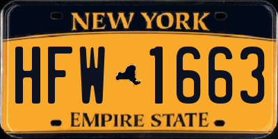 NY license plate HFW1663