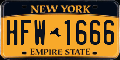 NY license plate HFW1666