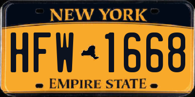 NY license plate HFW1668