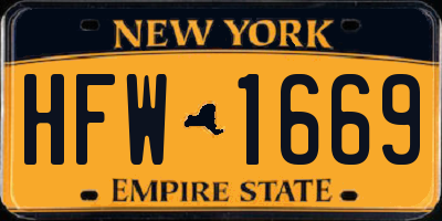 NY license plate HFW1669