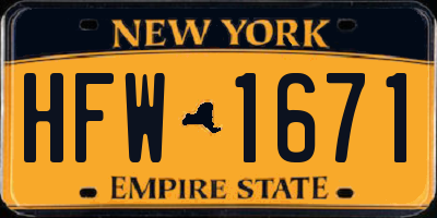 NY license plate HFW1671