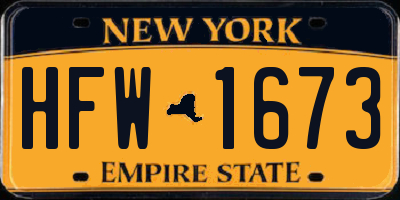 NY license plate HFW1673
