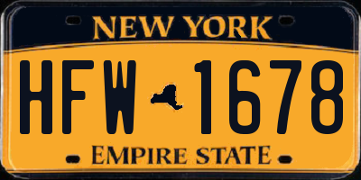 NY license plate HFW1678
