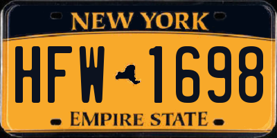 NY license plate HFW1698