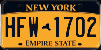 NY license plate HFW1702