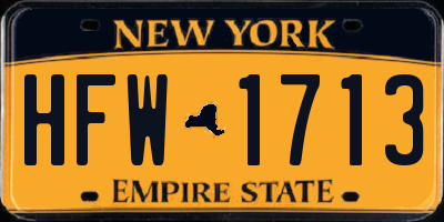 NY license plate HFW1713