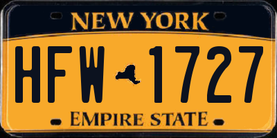 NY license plate HFW1727