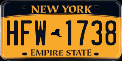 NY license plate HFW1738