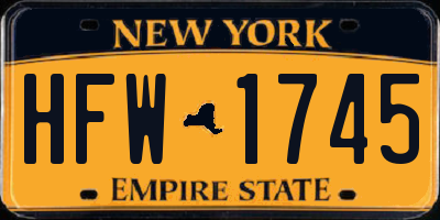 NY license plate HFW1745