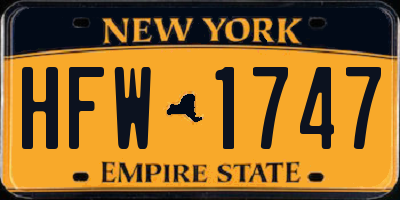 NY license plate HFW1747