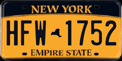 NY license plate HFW1752