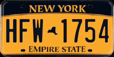 NY license plate HFW1754