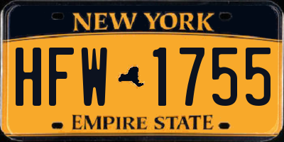 NY license plate HFW1755