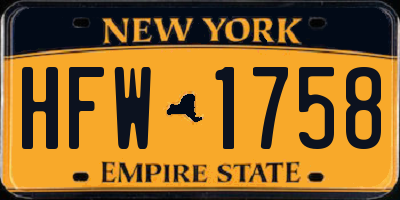 NY license plate HFW1758