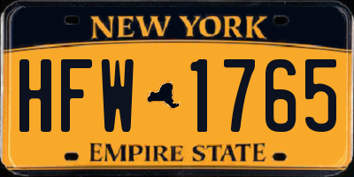 NY license plate HFW1765
