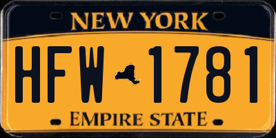 NY license plate HFW1781