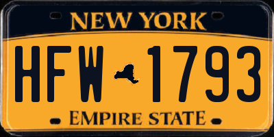 NY license plate HFW1793