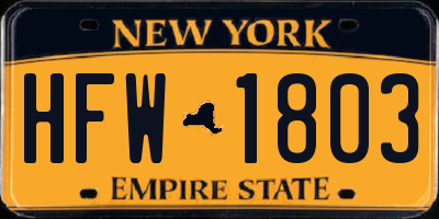 NY license plate HFW1803