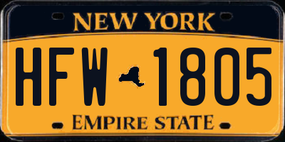 NY license plate HFW1805