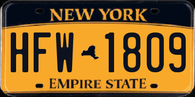 NY license plate HFW1809