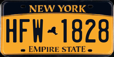 NY license plate HFW1828